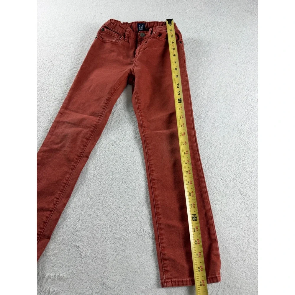 Gap Denim Boys Rust Orange Stretch Slim Jeans Size 7 Regular Adjustable Waist